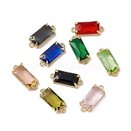 Transparent K9 Glass Connector Charms, with Light Gold Plated Brass Findings, Faceted, Rectangle Links, Mixed Color, 20.5x8x4.5mm, Hole: 1.5mm(GLAA-A005-11LG)