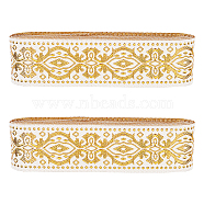 Ethnic Style Embroidery Polyester Ribbons, Jacquard Ribbon with Floral Pattern, Garment Accessories, White, 1-1/4 inch(33mm), about 7.66 Yards(7m)/Bundle(OCOR-WH0060-53B)