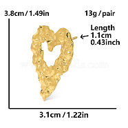 Stylish Heart-shaped Stud Earrings for Women, High-end Fashion Jewelry, Real 18K Gold Plated, 38x31mm(OT2991-2)