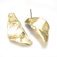 Alloy Stud Earring Findings, with Loop, Steel Pins, Light Gold, 32x14.5mm, Hole: 1.2mm, Pin: 0.7mm(X-PALLOY-S121-55)