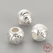 925 Sterling Silver Beads, Fancy Cut Round, Silver, 5x4.5mm, Hole: 2mm(STER-S002-16-5mm)