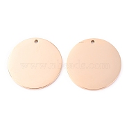 304 Stainless Steel Pendants, Laser Cut, Stamping Blank Tag, Flat Round, Rose Gold, 18x1.1mm, Hole: 1.2mm(STAS-O142-65RG)
