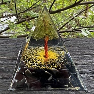 Resin Display Decoration, with Natural Obsidian, for Home Decoration, Pyramid, 60x60x60mm(PW-WG56581-25)