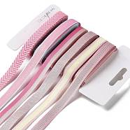 18 Yards 6 Styles Polyester Ribbon, for DIY Handmade Craft, Hair Bowknots and Gift Decoration, Pink Color Palette, Pearl Pink, 3/8~1/2 inch(9~12mm), about 3 yards/style(SRIB-Q022-D04)