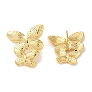 Rack Plating Butterfly Brass Stud Earrings, Cadmium Free & Lead Free, Long-Lasting Plated, Real 18K Gold Plated, 27.5x24mm(EJEW-B062-36G)