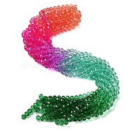 Transparent Painted Glass Beads Strands, Faceted, Rondelle, Colorful, 6x5mm, Hole: 1mm, about 80pcs/strand, 16.54''(42cm)(DGLA-A034-T6mm-A03)