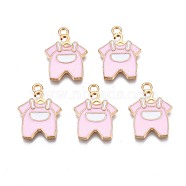 Alloy Enamel Pendants, Cadmium Free & Nickel Free & Lead Free, Light Gold, Clothes, Pearl Pink, 21.5x15.5x1.5mm, Hole: 1.8mm(ENAM-N054-76A)