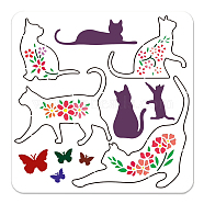 PET Hollow Out Drawing Painting Stencils, for DIY Scrapbook, Photo Album, Cat Shape, 300x300mm(DIY-WH0405-0093)