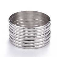 Fashion 304 Stainless Steel Buddhist Bangle Sets, Stainless Steel Color, 2-1/2 inch(6.5cm), 7pcs/set(BJEW-L664-024C-P)