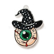 Halloween Theme Printed Acrylic Pendans, Eye, 38.5x27.5x2.5mm, Hole: 1.8mm(OACR-Q056-01D)