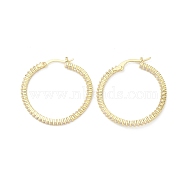 Circle Ring Rack Plating Brass Cubic Zirconia Hoop Earrings for Women, Long-Lasting Plated, Lead Free & Cadmium Free, Real 18K Gold Plated, 32x31.5x2mm, Pin: 0.6x0.9mm(EJEW-K245-18G)