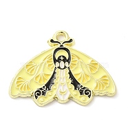 Alloy Enamel Pendants, Golden, Butterfly with Flower Charm, Yellow, 21x28x1.5mm, Hole: 1.6mm(X-ENAM-R146-01A)