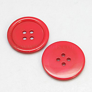 Resin Buttons, Dyed, Flat Round, Red, 20x3mm, Hole: 2mm, 195pcs/bag(RESI-D030-20mm-03)
