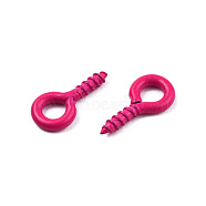 Spray Painted Iron Screw Eye Pin Peg Bails, For Half Drilled Beads, Cadmium Free & Nickel Free & Lead Free, Medium Violet Red, 10x5x1mm, Hole: 2.5mm, Pin: 1.5mm(IFIN-N010-002B-10)