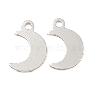 925 Sterling Silver Moon Charms, with 925 Stamp, Real Platinum Plated, 11x7x0.5mm, Hole: 1mm(STER-B005-35P)