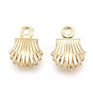 Brass Charms, Real 18K Gold Plated, Shell, 10.5x7.5x3mm, Hole: 1mm(KK-S348-020)