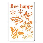 PET Plastic Drawing Painting Stencils Templates, Rectangle, Bees Pattern, 30x20cm(DIY-WH0284-007)