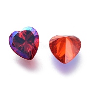 Cubic Zirconia Pointed Back Cabochons, Faceted Heart, Light Siam SI, 7x7x3.5mm(ZIRC-H108-07C-227SI)