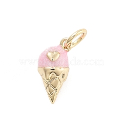 Rack Plating Brass Enamel Charms, Cadmium Free & Lead Free, Long-Lasting Plated, Real 18K Gold Plated, Ice Cream, 11.5x6x5.5mm, Hole: 3mm(X-KK-G512-19C-G)