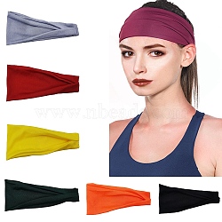 Cloth Stretch Elastic Yoga Headbands, Athletic Headbands for Women Girls, Mixed Color, 10x240mm(OHAR-H002-02)