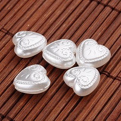 Heart Imitation Pearl Acrylic Beads, White, 11.5x12x6.5mm, Hole: 1.5mm(X-OACR-L004-2239)
