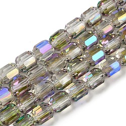 Electroplate Glass Beads Strands, Faceted Barrel, Yellow Green, 9x7.5mm, Hole: 1.3mm, about 60pcs/strand, 21.46''(54.5cm)(GLAA-G112-07B)