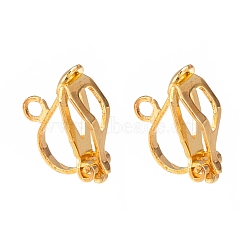 Brass Clip-on Earring Findings, for Non-Pierced Ears, Golden, 13x6x7mm, Hole: 1mm(X-EC109-G)