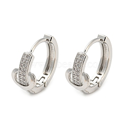 Rack Plating Brass with Cubic Zirconia Hoop Earrings for Women, Heart, Platinum, 15x7.5mm(EJEW-G363-06P)