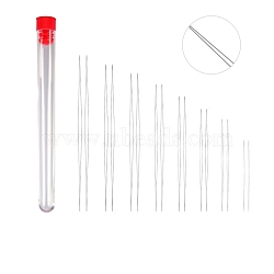 Stainless Steel Collapsible Big Eye Beading Needles, Seed Bead Needle, with Storage Tube, Red, 45~160x15mm, 17pcs/set(SENE-PW0013-02Y)