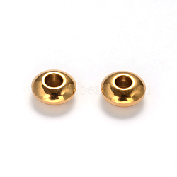 Flat Round Ion Plating(IP) 304 Stainless Steel Spacer Beads, Golden, 8x4mm, Hole: 2mm(STAS-M237-03)