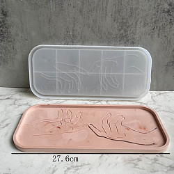 DIY Rectangle with Hand Dish Tray Silicone Molds, Storage Molds, for UV Resin, Epoxy Resin Craft Makinge, White, 280x122x15mm(DIY-P070-C01)