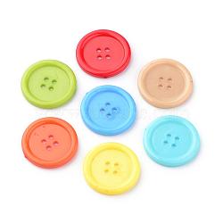 4-Hole Acrylic Buttons, Flat Round, Mixed Color, 29.5~30x3mm, Hole: 2.5mm(BUTT-S020-31)