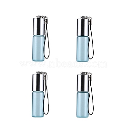 Glass Aromatherapy Refillable Bottle, Roller Ball Bottles, with Aluminium Oxide Cover & PP Plug, Column, Light Blue, 2x5.5cm, Capacity: 5ml(0.17fl. oz)(MRMJ-WH0073-04A-D)