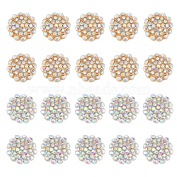 WADORN 20Pcs 2 Colors Zinc Alloy Rhinestone Jewelry Snap Buttons, Half Round, Golden & Silver, 14x5mm, Knob: 4mm, 10pcs/color(FIND-WR0010-40)