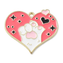 Alloy Pendants, with Enamel Charms, Paw Print, 27x30.5x1.5mm, Hole: 1.8mm(ENAM-D285-01G-06)