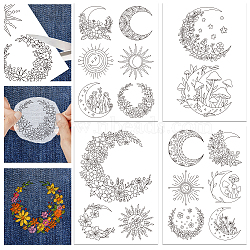 4 Sheets 11.6x8.2 Inch Stick and Stitch Embroidery Patterns, Non-woven Fabrics Water Soluble Embroidery Stabilizers, Moon, 297x210mmm(DIY-WH0455-123)