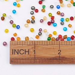 6/0 Glass Seed Beads, Transparent, Round, Mixed Color, 3.5~4x2~5mm, Hole: 1.2~1.5mm, about 4500pcs/pound(SEED-A004-4mm)