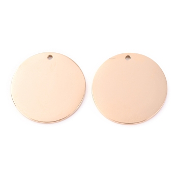 304 Stainless Steel Pendants, Laser Cut, Stamping Blank Tag, Flat Round, Rose Gold, 18x1.1mm, Hole: 1.2mm