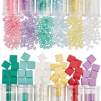 DIY Glass Seed Beads Jewelry Making Finding Kit, Including Rectangle & Round Glass Seed Beads, Mixed Color, 1452Pcs/bag