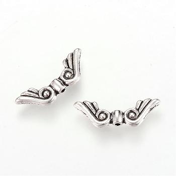 Tibetan Style Alloy Beads, Wing, Cadmium Free & Lead Free, Antique Silver, 7.5x21x3mm, Hole: 1mm, about 1350pcs/1000g