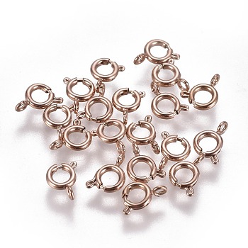 Ion Plating(IP) 304 Stainless Steel Spring Ring Clasps, Rose Gold, 5x1.5mm, Hole: 1.5mm