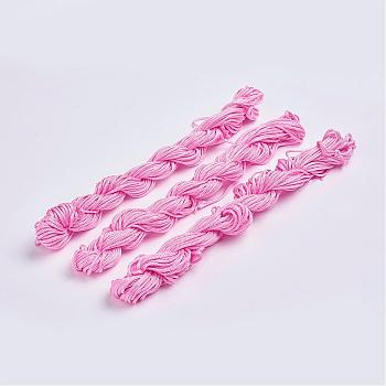 Nylon Thread, Nylon Jewelry Cord for Custom Woven Bracelets Making, Hot Pink, 2mm, about 13.12 yards(12m)/bundle, 10bundles/bag, about 131.23 yards(120m)/bag