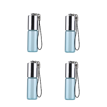 Glass Aromatherapy Refillable Bottle, Roller Ball Bottles, with Aluminium Oxide Cover & PP Plug, Column, Light Blue, 2x5.5cm, Capacity: 5ml(0.17fl. oz)
