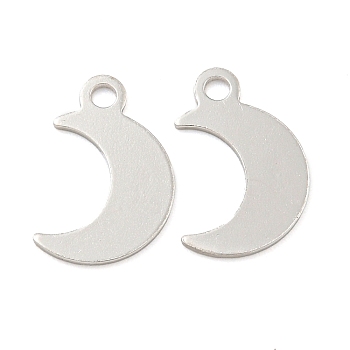 925 Sterling Silver Moon Charms, with 925 Stamp, Real Platinum Plated, 11x7x0.5mm, Hole: 1mm