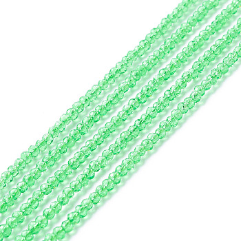 Transparent Glass Beads Strands, Faceted, Round, Spring Green, 2mm, Hole: 0.6mm, about 182~201pcs/strand, 14.57~15.24 inch((37~38.7cm)