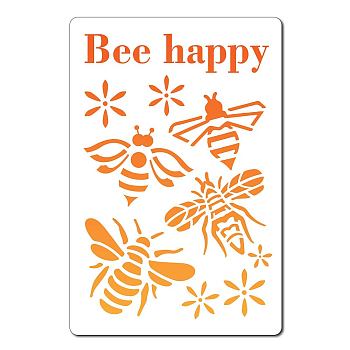 PET Plastic Drawing Painting Stencils Templates, Rectangle, Bees Pattern, 30x20cm