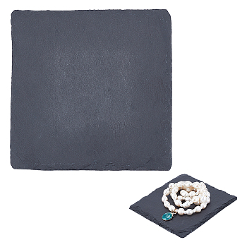 Gesso Jewelry Display Trays, Jewelry Plate for Earring, Necklace, Ring Display, Black, Square Pattern, 10x10x0.7cm