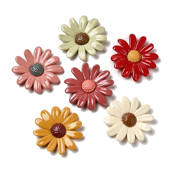 Opaque Resin Flower Decoden Cabochons, Chrysanthemum, Mixed Color, 47x48x7mm