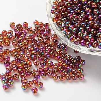 Eco-Friendly Transparent Acrylic Beads, Round, AB Color, Camel, 6mm, Hole: 1.5mm, about 4000pcs/500g