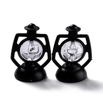 Creative Mini Resin Oil Lamp, for Dollhouse Accessories Pretending Prop Decorations, Black, 20x26x35~35.5mm, 2pcs/set